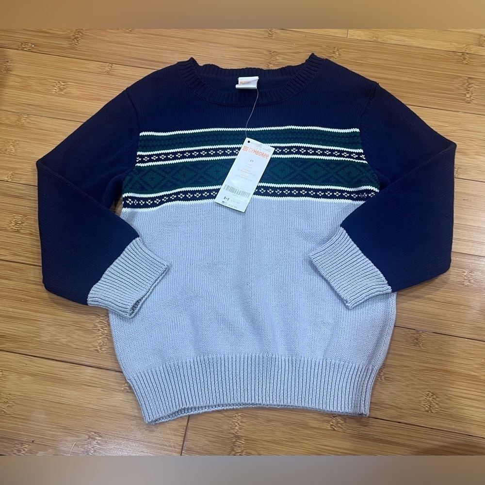 Gymboree Navy and Gray Striped Sweater Size 3T NWT
